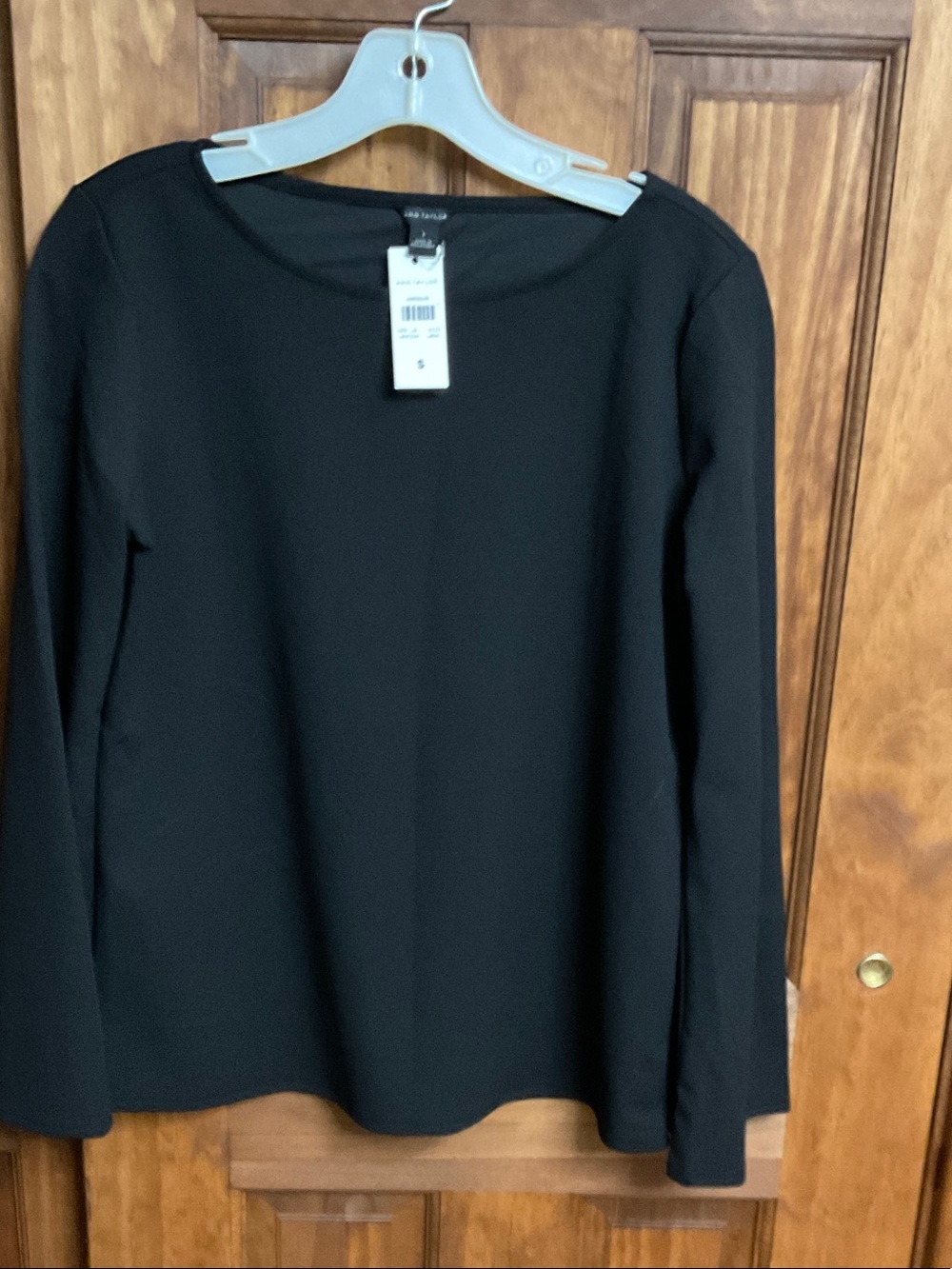 Ann Taylor Black Long Sleeve Boatneck Top